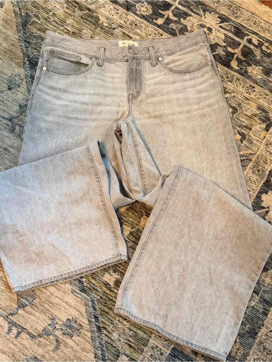 Madewell Denim - Madewell Light Gray/Blue Low-Rise Superwide-Leg Jeans